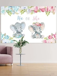 1pc Cartoon Elephant Pattern Background Cloth