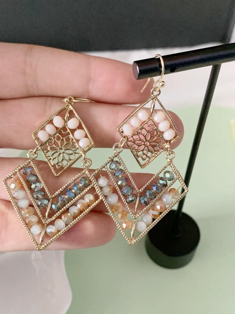 Orecchini Pendenti Lunghi Vintage Con Perle E Nappe Di Cristallo - Oro, Per Donne E Ragazze