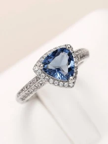 1 Màu Xanh Quyến Rũ Đính Đá Cubic Zirconia Tam Giác Trang Trí Nhẫn Cho Nữ Dự Tiệc Tinh Tế Quà Tặng Ngày Lễ Tình Nhân - Màu xanh lam - Xem 1