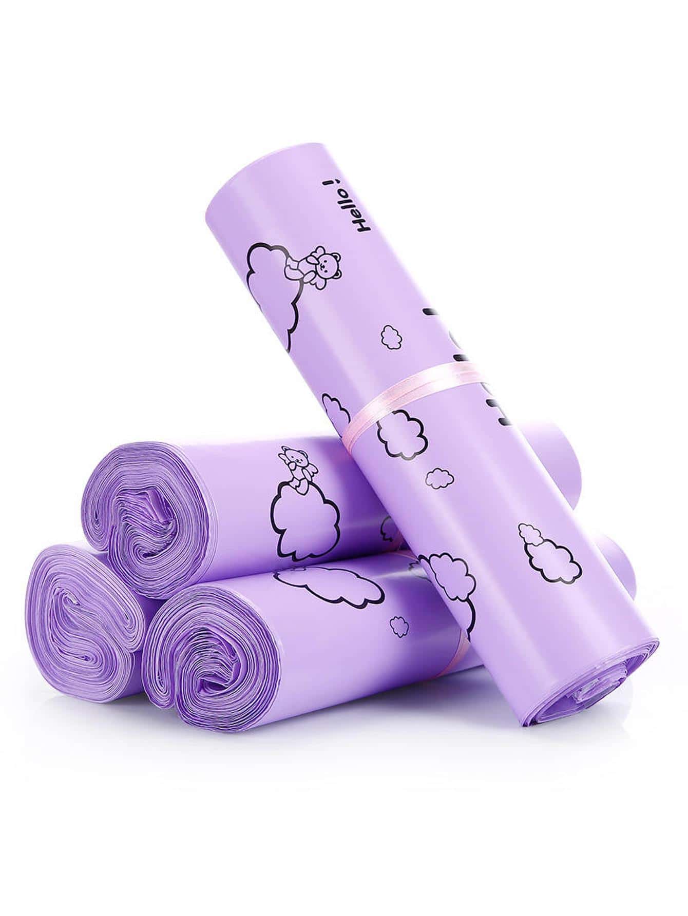 50pcs Cartoon Graphic Bubble Mailer, Cartoon Plastic Waterproof Packaging Bag For Household - Purple - View 1
