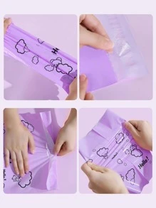 50pcs Cartoon Graphic Bubble Mailer, Cartoon Plastic Waterproof Packaging Bag For Household - Purple - View 4