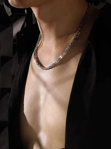 1入組簡約時尚鏈項鍊男士日常裝飾情人節禮物時尚派對造型