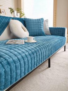 1 chiếc khăn sofa màu trơn - Màu xanh lam - Xem 1