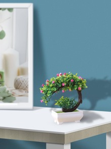 1件仿真盆栽植物，假花草球盆景，家居装饰桌面摆件套装，仿真植物，家居装饰，房间装饰，2025年圣诞礼物，完美的生日和节日礼物，情人节和圣诞节装饰品，适合所有季节 - 粉色 - 查看 4