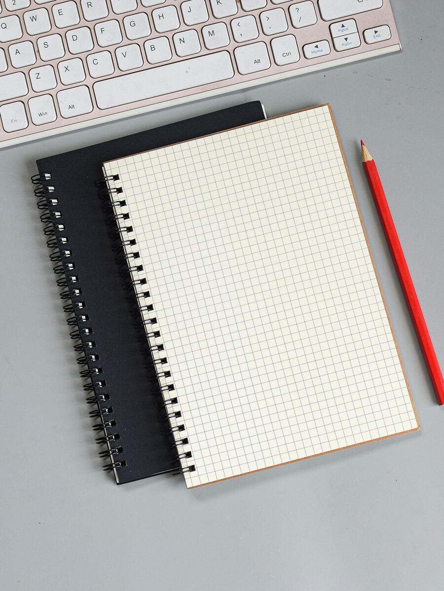 1pc Solid Color Spiral Notebook, Creative Multi-Purpose Notebook For School Student Back To School - Black - View 1