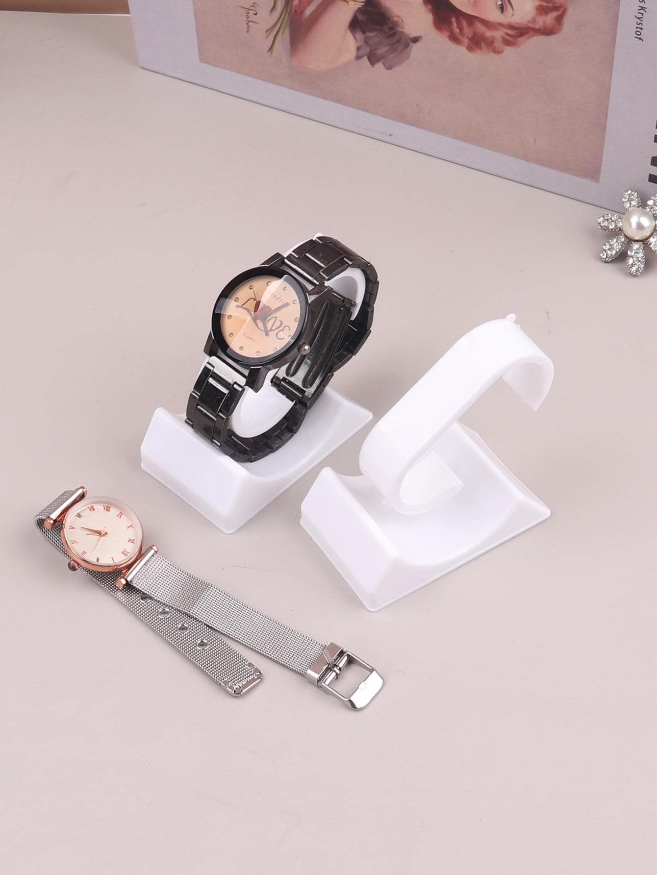 2pcs Watch Storage Rack - White - View 1
