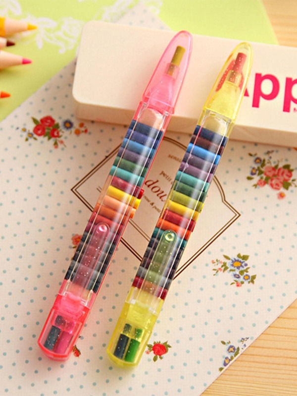 1pc Mixed Color Crayon, Modern Random Color Plastic Crayon For Children