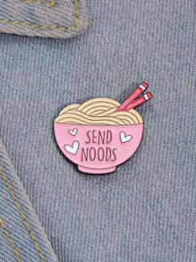 1入組可愛卡通粉色的麵條設計胸針適合女士適用於連衣裙衣服包配件