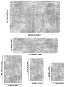 1pc Graphic Print Anti-slip Kitchen Rug - Grey - View 5