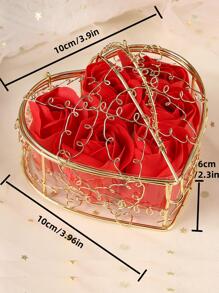 cái hộp lưu trữ hoa hồng nhân tạo & hoa hình trái tim, trang trí hoa nhân tạo bằng nhựa ABS hiện đại để làm quà tặng - Đỏ - Xem 5