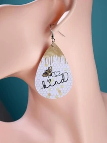 Bee & Letter Graphic Water Drop Earrings - Multicolor - View 4