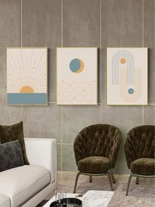 3 Cái/bộ Sợi Hóa Học Unframed Tranh, Hiện Đại Hoa Văn Hình Học Treo Tường Tranh Nghệ Thuật Cho Trang Trí Tường Nhà - Nhiều màu - Xem 2