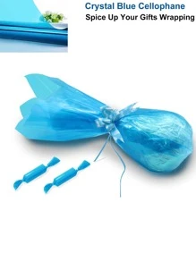 Blue Cellophane Wrap Roll, Translucent Blue Cellophane Wrapping Paper, Long Colored Cellophane Roll For Gift Basket,DIY Arts Craft Decoration And More - Royal Blue - View 7