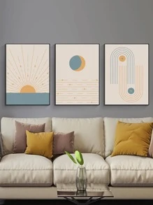 3 Cái/bộ Sợi Hóa Học Unframed Tranh, Hiện Đại Hoa Văn Hình Học Treo Tường Tranh Nghệ Thuật Cho Trang Trí Tường Nhà - Nhiều màu - Xem 1