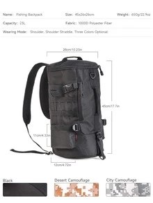 LEO Large Capacity Release Buckle Portable Fishing Bag - Black - View 3