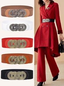 對稱扣鬆緊腰帶 - 卡其色 - 查看 1