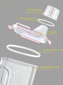 1500/2000/2800ml Large Capacity Laundry Soap Dispenser Seal Detergent Softener Powder Storage Bin With Measuring Cup And Spout Clear Storage Box - Clear - View 3