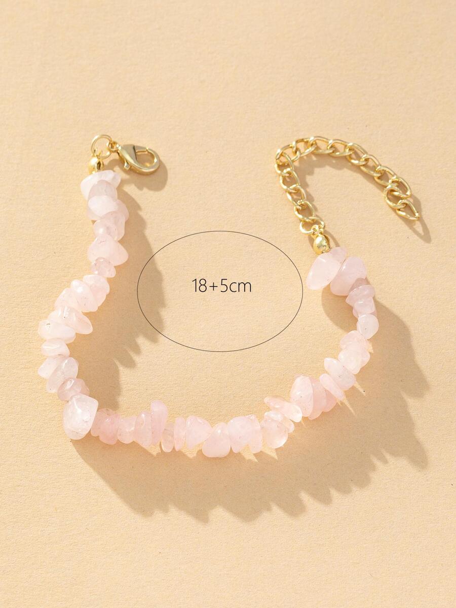 石頭串珠手環 - 粉色 - 查看 1