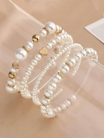 720 st Faux Pearl Pärlor och guld Silverpläterade distanspärlor för armbandstillverkning, CCB Assorted guldpärlor, stjärnpärlor, hjärtpärlor, rosetthänge, pärlor för armband örhängen halsband smyckenstillverkningssats