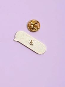 1pc Creative Geometric Letters Flower Enamel Pins Red Love Medal Cat English Short Sentences Funny Alloy Brooch Badge Jewelry Gift - Purple - View 3