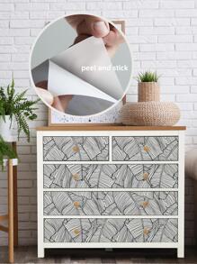 1 Rollo de papel tapiz autoadhesivo a prueba de humedad con impresión en blanco y negro de hojas de plátano estilo boceto, de grosor reforzado, para decoración del hogar, con dibujos de hojas de acuarela, removible, en 3 tamaños a elegir: 15.75X47.24/118.11/196.85 pulgadas, para renovar paneles de pared, papel tapiz, decoración primaveral para refrescar su hogar, pegatinas de decoración de ramas - Blanco y Negro - Ver 5