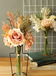 1束塑料人造花花束浪漫人造花束 - 彩色 - 查看 4