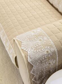 1pc Floral Embroidered Sofa Towel - Beige - View 3