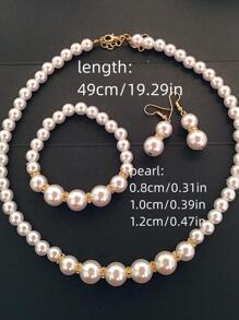 Ensemble De Bijoux De Décoration De Fausses Perles 4 Pièces - Doré - Voir 6