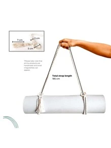 瑜珈墊背帶，流蘇流蘇瑜珈墊背帶，適合斜挎，適合所有墊子尺寸 - 白色 - 查看 2