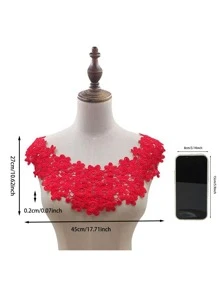 1PC Hoa Thiết Kế Tự Làm Vải Ren - Đỏ - Xem 2