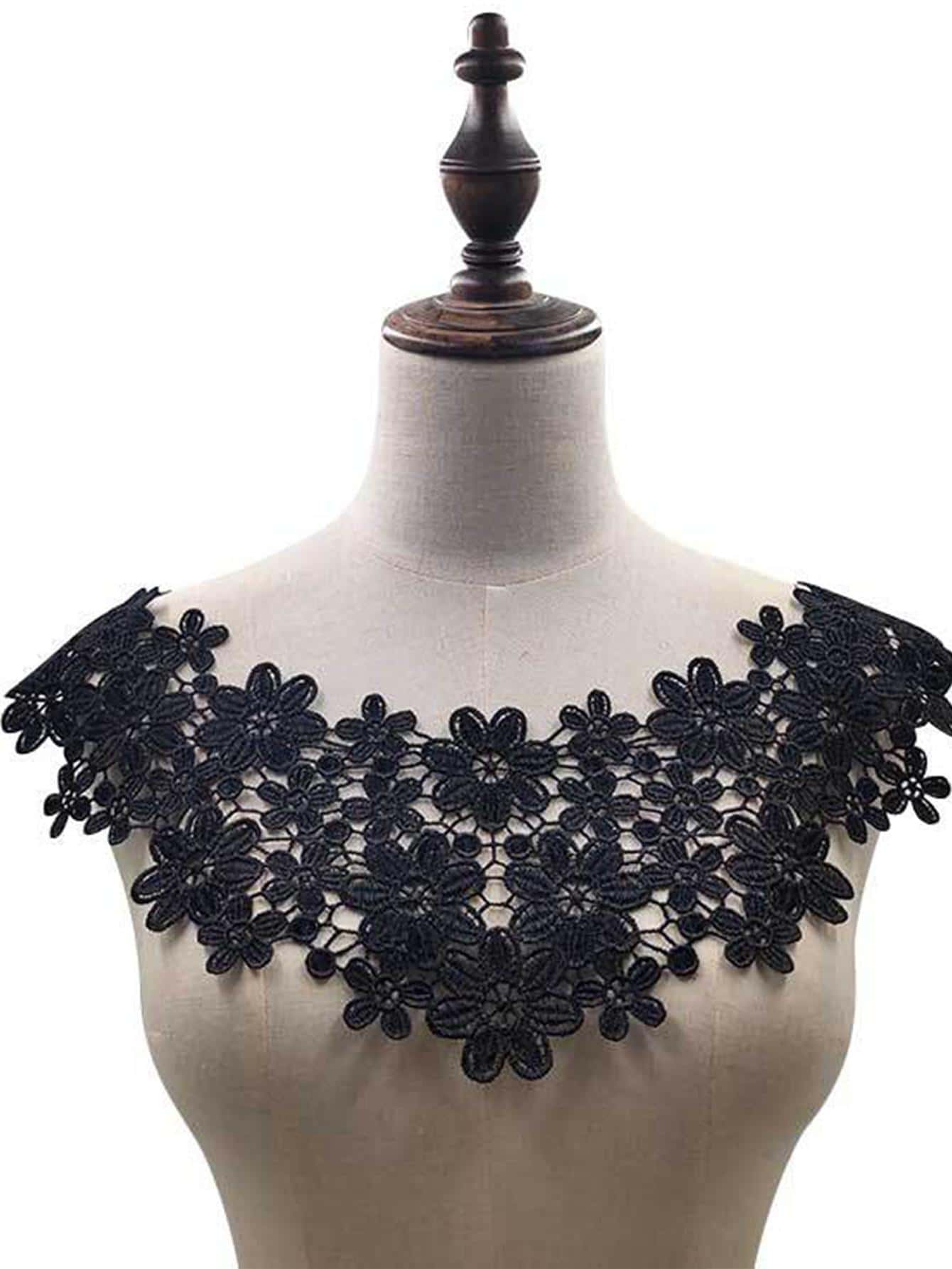 1入組花朵設計DIY織帶花邊 - 黑色 - 查看 1