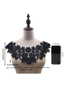 1入組花朵設計DIY織帶花邊 - 黑色 - 查看 2