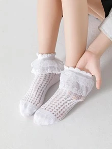 5雙女孩荷葉邊時尚短襪適用於日常生活 - 彩色 - 查看 4
