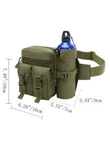 男士腰帶式臀包，適用於軍事野營釣魚旅行遠足攀登，可放置水瓶，戶外運動專用 - 軍綠色 - 查看 5