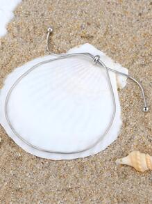 Bóng Tối Giản Trang Trí Dây Chuyền Bạc Vòng Chân Cho Nữ Cho Du Lịch Bãi Biển Mùa Hè - Bạc - Xem 2