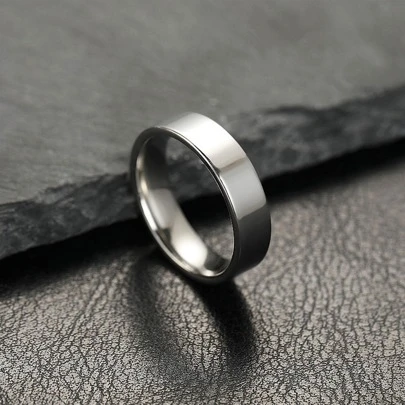 1pc Fashionable Smooth Inner Sphere Outer Flat Minimalist Stainless Steel Ring, Suitable For Daily Wear