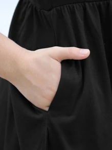 Girls Solid Smock Dress - Black - View 6