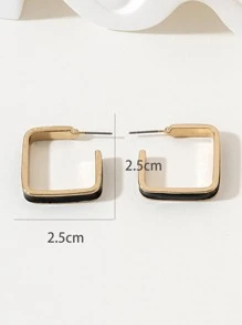 Geometric Design Cuff Hoop Earrings - Black - View 3