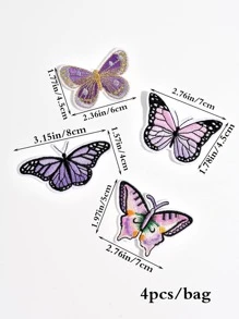 4入組蝴蝶設計熨燙貼片 - 彩色 - 查看 3