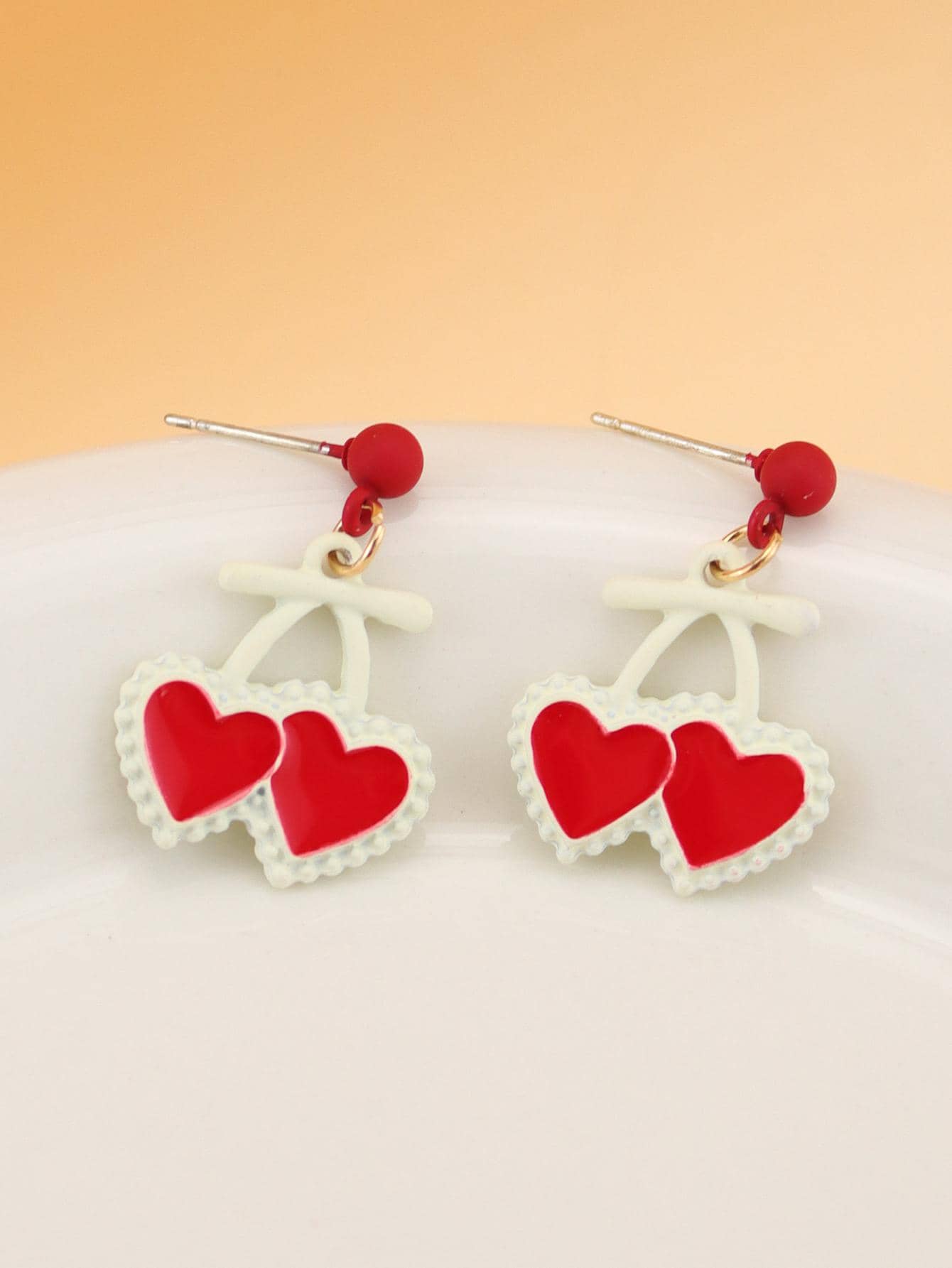 Heart Drop Earrings - Multicolor - View 1