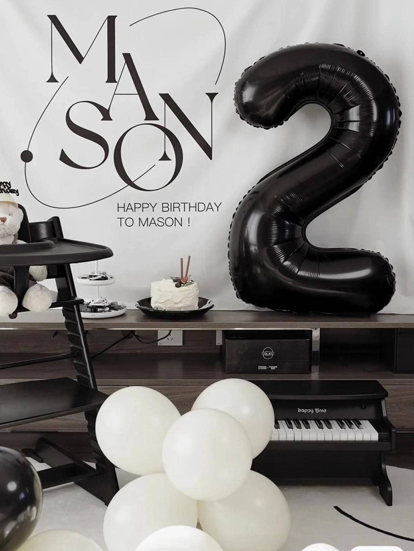 1 buah balon dekoratif berbentuk angka - Hitam - View 1