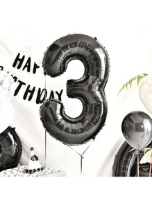 1 buah balon dekoratif berbentuk angka - Hitam - View 3