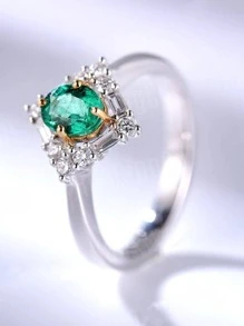 1pc Elegant Silver Color Zirconia Stone Ring, Wedding Anniversary Christmas Gift, Beach Party Jewelry