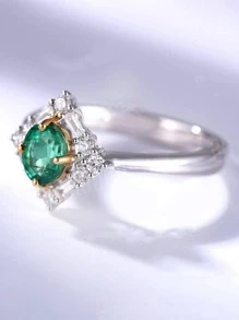 1pc Elegant Silver Color Zirconia Stone Ring, Wedding Anniversary Christmas Gift, Beach Party Jewelry