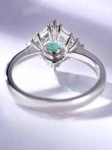 1pc Elegant Silver Color Zirconia Stone Ring, Wedding Anniversary Christmas Gift, Beach Party Jewelry