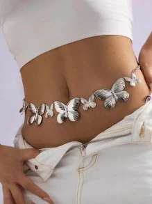 Phụ nữ bướm trang trí dây chuyền thời trang để trang trí trang phục - Bạc - Xem 1
