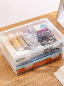 1入組透明文具收納盒，極簡主義PP辦公桌架，學校 - 無色 - 查看 3