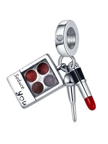 Son Môi Thời Trang & Hộp Phấn Trang Điểm Mặt Dây Chuyền Cho Tự Làm Trang Sức Làm - Bạc - Xem 1