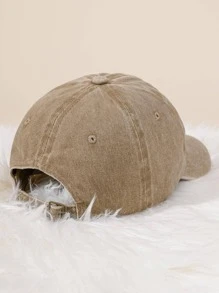 1pc Unisex Embroidered THICK THIGHSX THIN PATIENCE Washed Baseball Cap, Outdoor Adjustable Leisure Hat - Khaki - View 3
