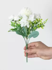 1/3束仿真丝茶玫瑰和菊花花束，假花植物，适用于新娘捧花、婚礼装饰、DIY花环、家居装饰、餐厅、卧室、花瓶填充、生日派对、新年、情人节、毕业礼物、秋季装饰 - 白色 - 查看 5